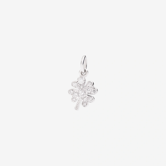 White Gold & Diamond Four Leaf Clover Charm