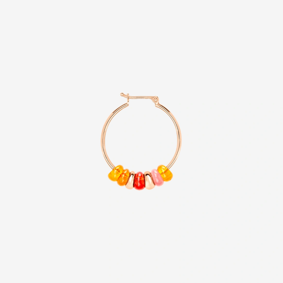 Gold Plated Silver & Pet Rondelle Hoop Earring