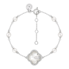 Bracelet Victoria Perles Et Nacre Blanche + Diamants Or Blanc