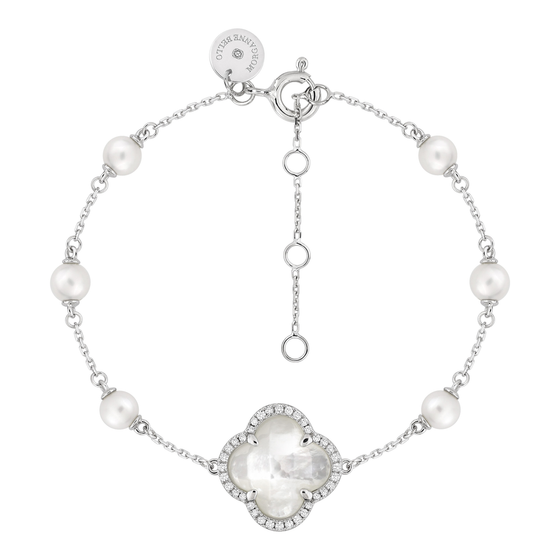 Bracelet Victoria Perles Et Nacre Blanche + Diamants Or Blanc