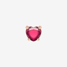  Rose Gold & Synthetic Ruby Heart Stud Earring