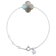  Bracelet Or Blanc Trefle Labradorite