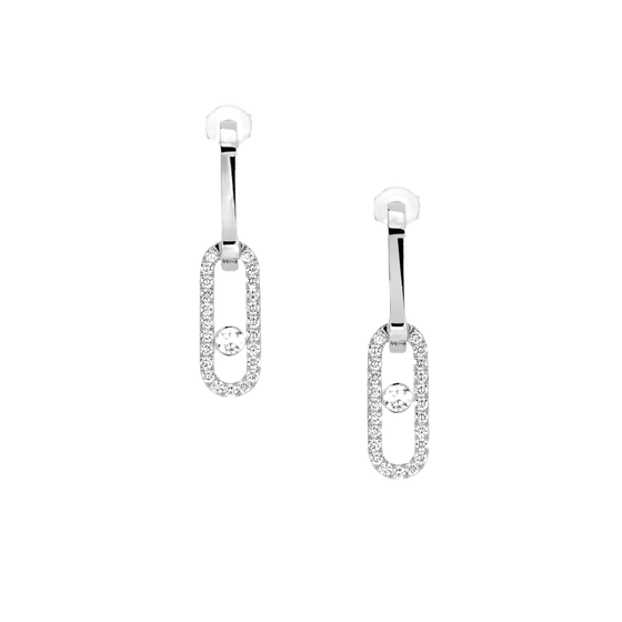 Move Link White Gold Diamond Earrings