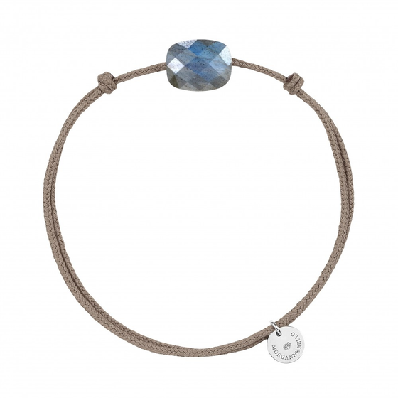 Bracelet Cordon Taupe Coussin Mini Labradorite