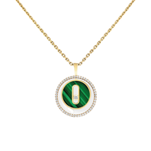  Yellow Gold Diamond Necklace Lucky Move SM Malachite Necklace