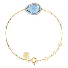  Topaz Swiss Blue And Diamonds Yellow Gold Alma Bracelet