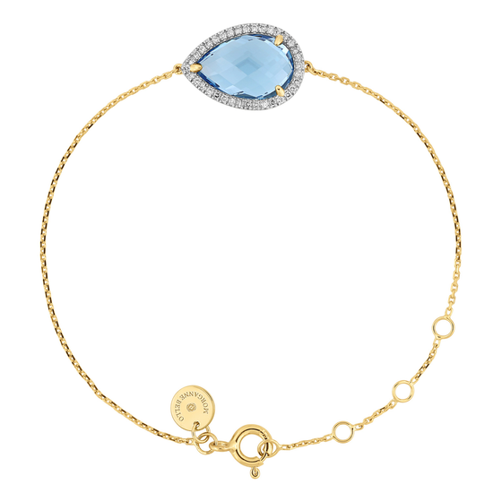 Topaz Swiss Blue And Diamonds Yellow Gold Alma Bracelet