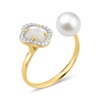 Mother Of Pearl + Diamonds Yellow Gold Victoria Pearls Ring