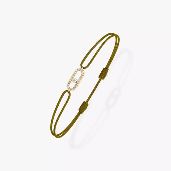 Move Uno Khaki Cord Bracelet Yellow Gold Diamond Bracelet