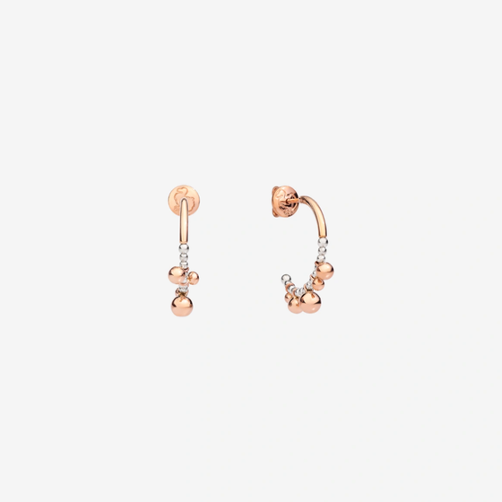 Boucles D'oreille Créoles Bollicine Or Rose & Argent