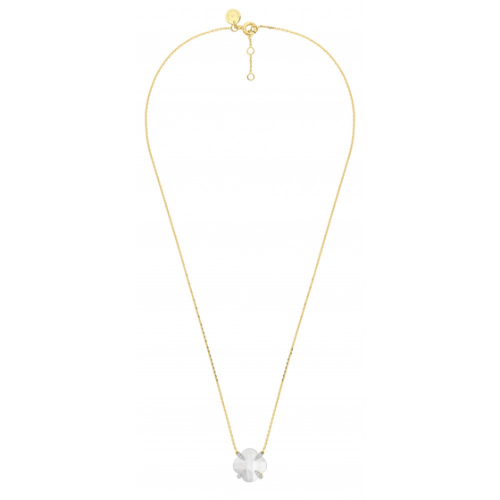 Collier Victoria Lys Nacre Blanche Et Diamants Or Jaune