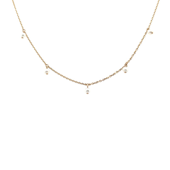 Le Lien Yellow Gold & White Pearls Necklace