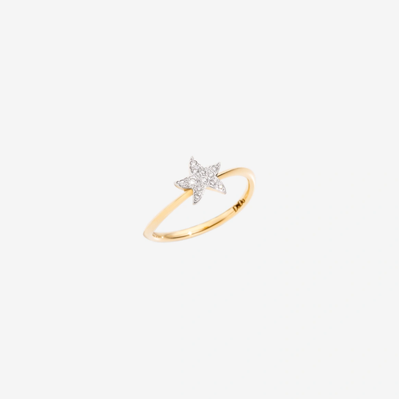 Yellow Gold & White Diamond Star Ring