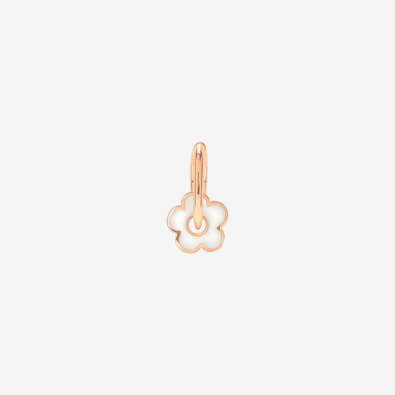 Rose Gold & Enamel Flower Hoop Earring