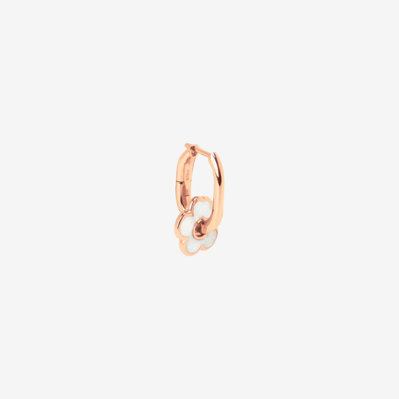 Rose Gold & Enamel Flower Hoop Earring