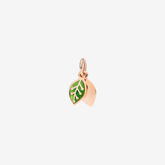 Rose Gold & Enamel Leaf Charm