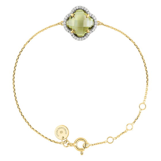 Bracelet Victoria Diamants Quartz Olive + Diamants Or Jaune