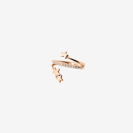 Rose Gold & Diamond Spiral Star Ring