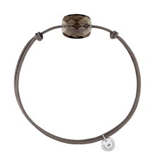  Bracelet Cordon Taupe Coussin Quartz Fume