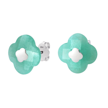  Puces D'oreilles Or Blanc Amazonite