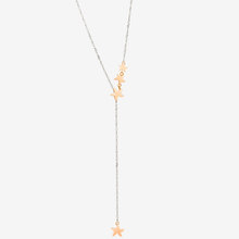  Rose Gold & Silver Star Lariat Necklace