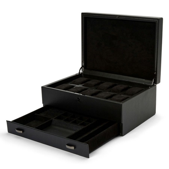 British Racing 10pc with Drawer Watch Box ‐ Black