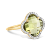 Olive Quartz + Diamonds Yellow Gold Victoria Diamonds Ring