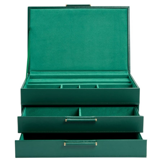 Sophia Jewellery Box with Drawers - Forest Green