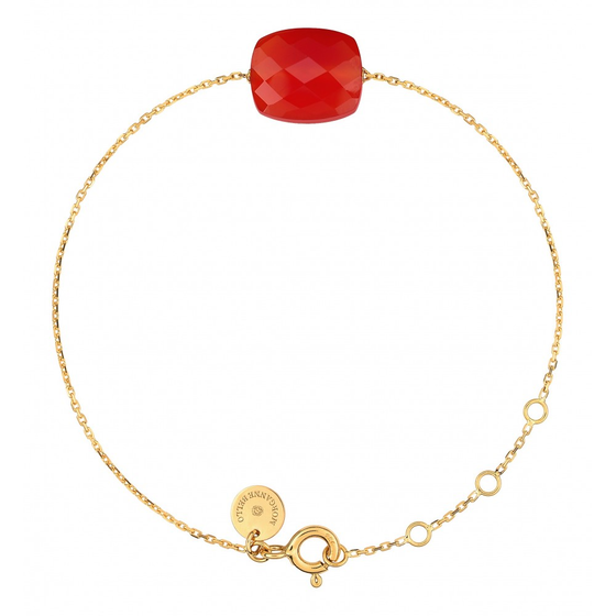 Red Carnelian Cushion Yellow Gold Bracelet