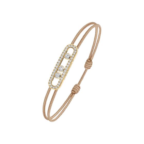 Bracelet Diamant Or Jaune Cordon Messika CARE(S) Beige Pavé