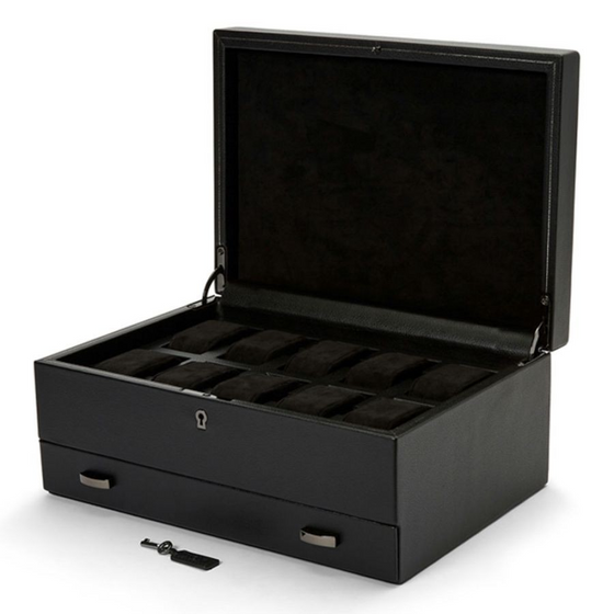 British Racing 10pc with Drawer Watch Box ‐ Black