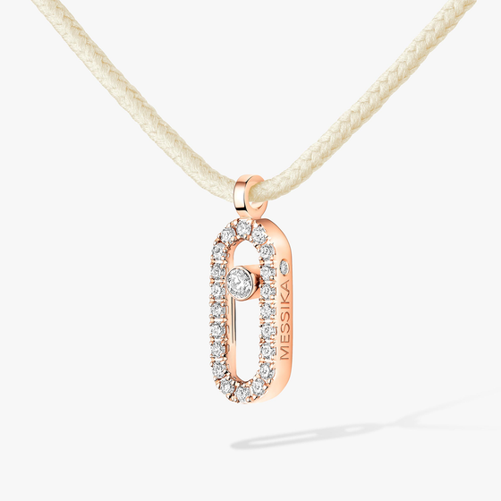 Pink Gold Diamond Necklace Messika CARE(S) Cream Cord Pavé Necklace
