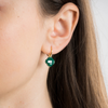 Boucles D'oreilles Agate Verte Petit Trefle Or Jaune