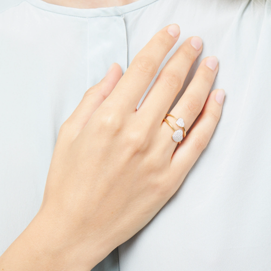 Yellow Gold & White Diamond Heart Ring