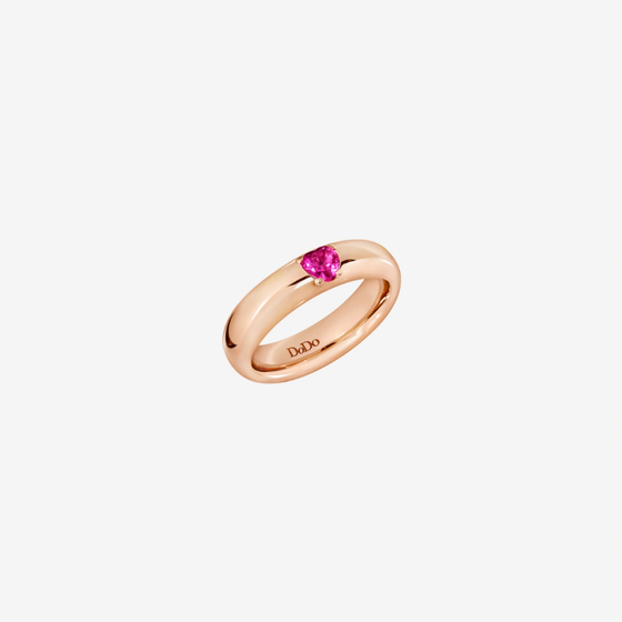 Bague Cœur Or Rose & Rubis Synthétique