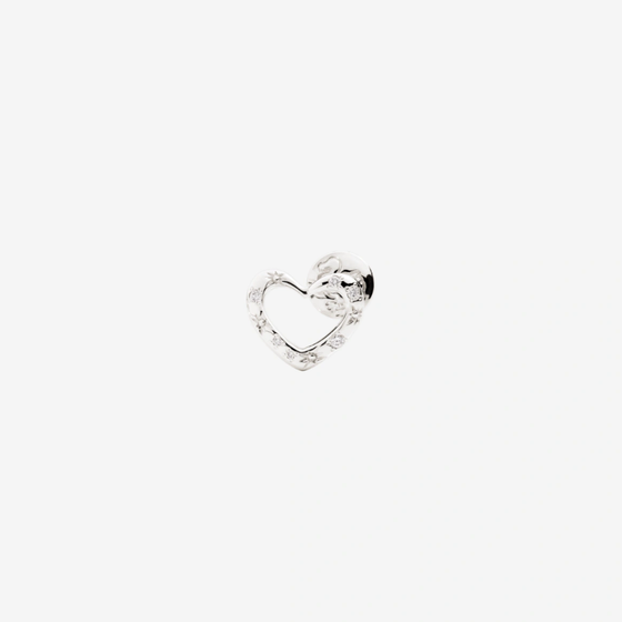 White Gold & White Diamond Heart Earring