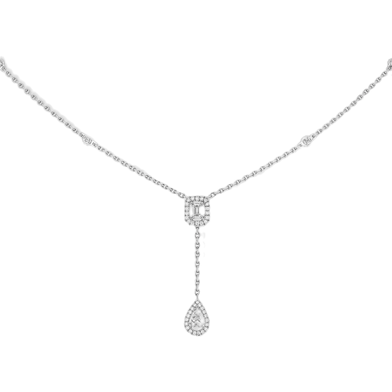 My Twin Tie 0.10ct x2 White Gold Diamond Necklace