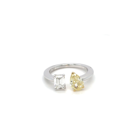 Toi & Moi Yellow & White Diamonds Ring