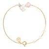 Bracelet Bouquet Nacre Blanche Et Quartz Rose + Diamants Or Jaune