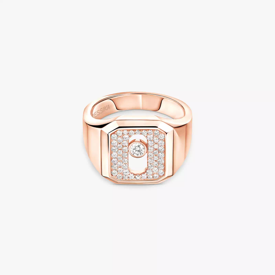 Chevalière Move Joaillerie Pavée Bague Diamant Or Rose