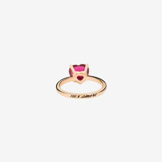 Bague Cœur Or Rose & Rubis Synthétique