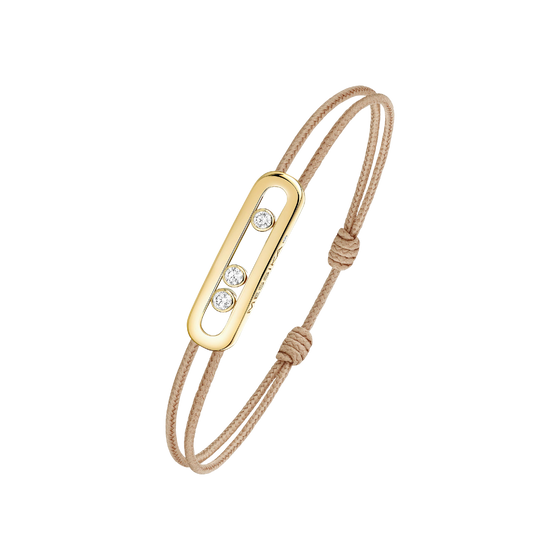 Yellow Gold Diamond Bracelet Messika CARE(S) Beige Cord Bracelet