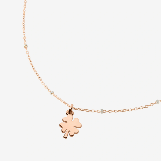 Rose Gold Mini Four Leaf Clover Necklace