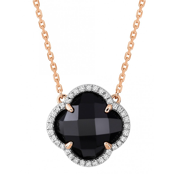 Onyx + Diamonds Rose Gold Victoria Diamonds Necklace